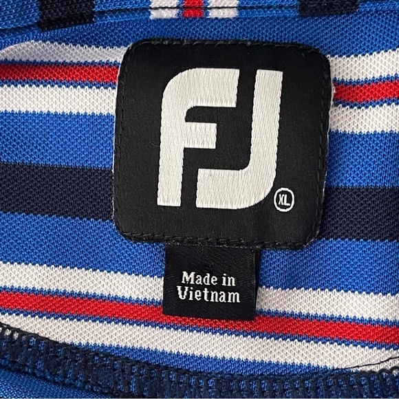 Footjoy Polo Golf Shirt Mens XL Red White Blue Stripe Mesh ProDry Performance - Picture 6 of 7